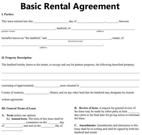 Easy Printable Rental Agreement