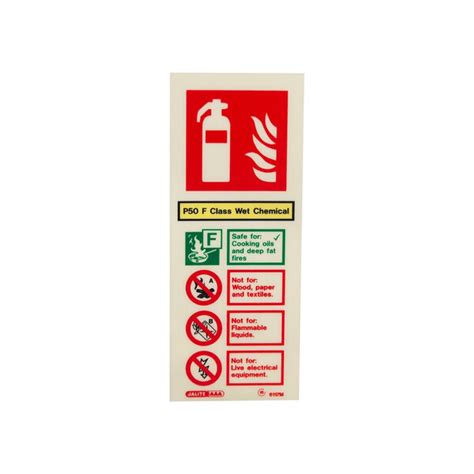 Photoluminescent P50 Wet Chemical Extinguisher Sign Discount Fire