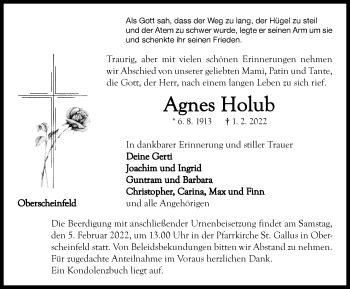 Traueranzeigen Von Agnes Holub Trauer Flz De