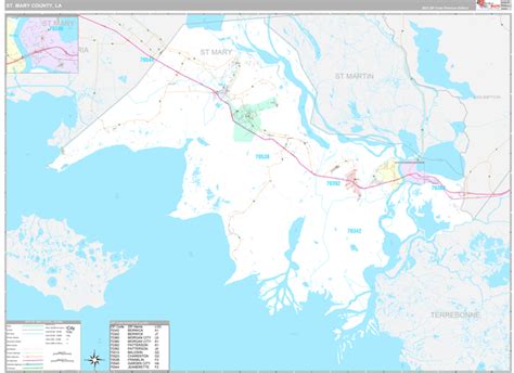 St. Mary Parish (County) Wall Map - Premium - MarketMAPS