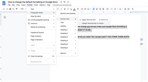 How To Change The Default Text Formatting On Google Docs