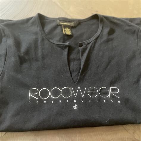 Rocawear Womens Black And Silver T Shirt Depop