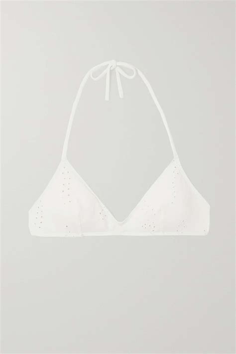 Chloe Eres Broderie Anglaise Halterneck Bikini Top White Editorialist