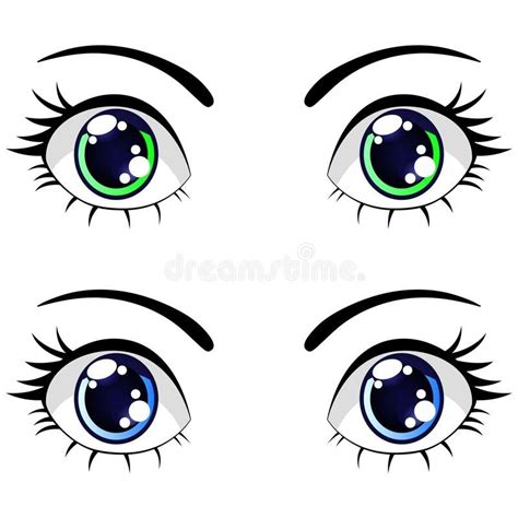 Colorful Cartoon Funny Blue and Green Eyes. Set Vector Isolated ...