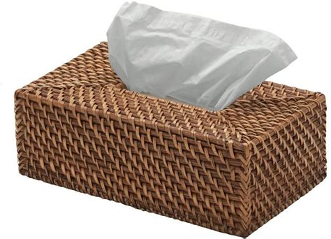 Rectangular Rattan Tissue Box Cover Honey Brown Woven Etsy