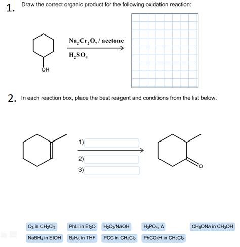 Draw The Correct Organic Product For The Oxidation Reaction Drawing