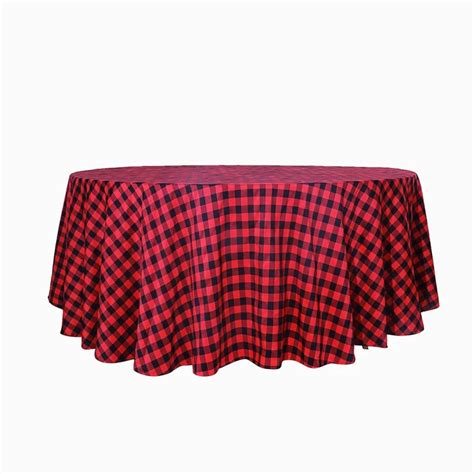 Buffalo Plaid Tablecloth 120 Round Blackred Checkered Gingham Polyester Tablecloth