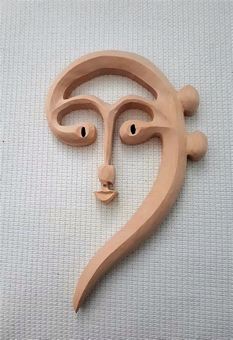 Wood Carving Bass Clef Handmade Bass Clef Wooden Bass Clef Etsy