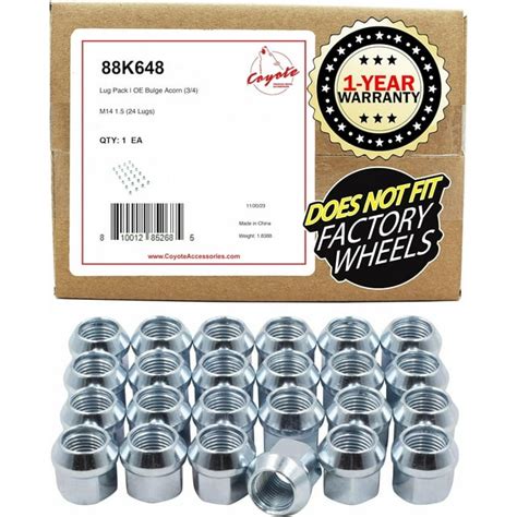 Wheel Accessories Parts 24 Pcs M14x15 14x15 Thread Open End Bulge Acorn 21mm 084 Long Lug