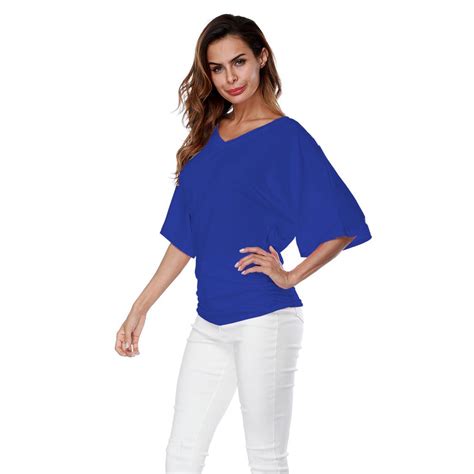 💰koupit Online Fashion Women Plus Size Solid V Neck Batwing Sleeve