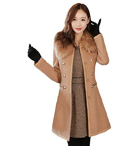 Lvraoo Damen Elegant Trenchcoat Lange Slim Faux Wollmantel Mit