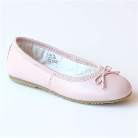 L'Amour Girls 400 Pink Bow Leather Ballet Flats – Babychelle