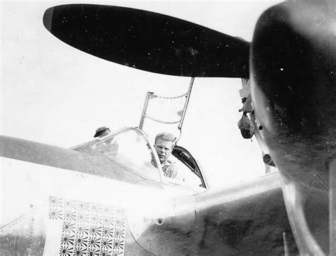 Pilot Richard Bong Posed In P 38 Lightning S N 42 104380 Marge