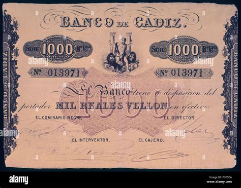 Billete De 1000 Reales Del Banco De Cadiz Location Banco De EspaÑa