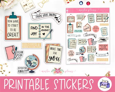 Printable Vision Board Stickers