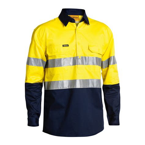 Bisley 2 Tone Hi Vis Cool Lightweight Closed Front Shirt 3m Reflective