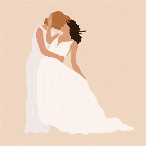 Premium Vector Lesbian Couple Marriage Homosexual Wedding Brides In