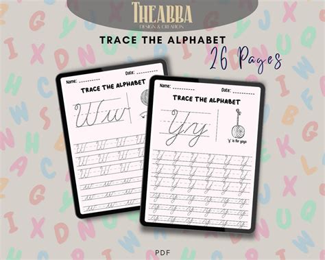 Cursive Alphabet Tracing Worksheet Letter Tracing Cursive Etsy