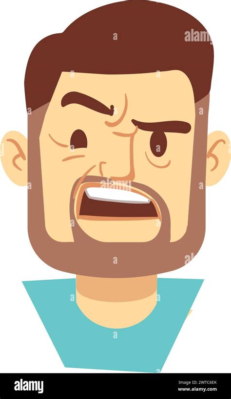 Shouting Angry Man Face Cartoon Head Expression Stock Vector Image