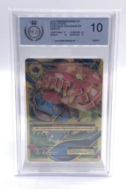 POKEMON KARTE Mega M Venusaur EX 100 108 Fullart XY Evolutions PSA