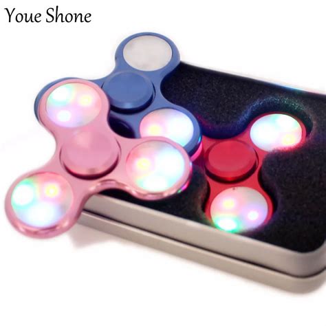 Aliexpress Buy Led Light Fidget Spinner Finger Metal Edc Hand