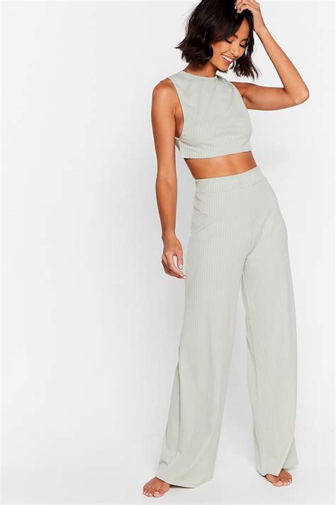 Crop Top And Wide Leg Pants Lounge Set Matching Sets Outfit Sets