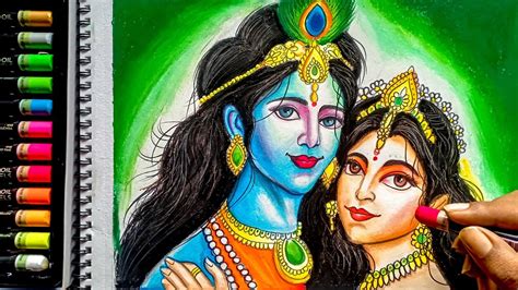 Radha Krishna Drawing Easy Radha Krishna Drawing With Oil Pastel The