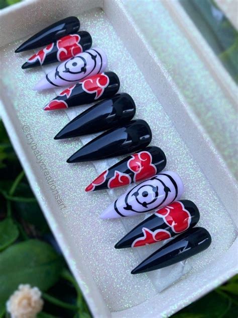 Akatsuki Anime Nails Glue On Nails Nail Designs