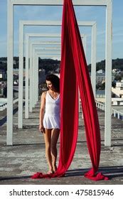 Aerial Dance On Rooftop Sexy Brunette Stock Photo Shutterstock