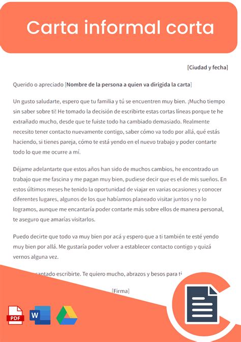 Carta Informal Corta Modelos Rellenar Online Word Pdf