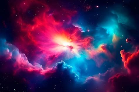 Red And Blue Nebula Space Background Wallpaper Premium AI Generated Image