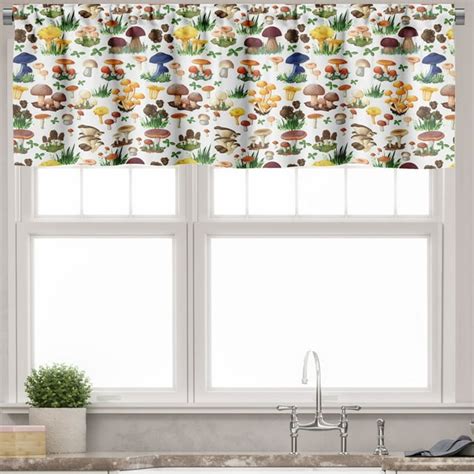 Ambesonne Nature Window Valance Mushrooms Wild Organic 54 X 18