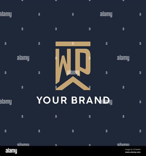 Wp Initial Monogram Logo Design In A Rectangular Style With Curved Side