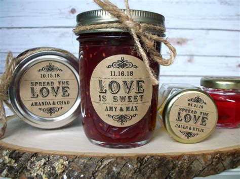 Colorful Adhesive Canning Jar Labels Love Is Sweet Wedding Jam Jar