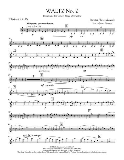 Waltz No From Suite For Variety Stage Orchestra Bb Clarinet By