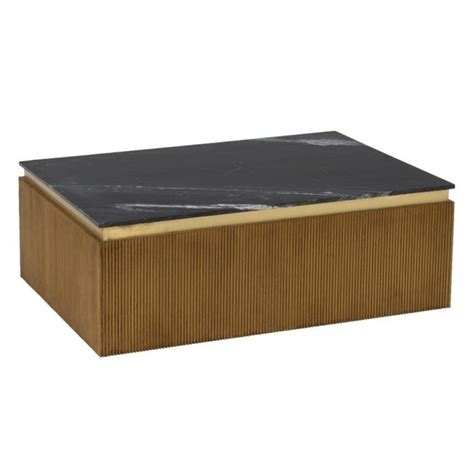 Kinnia Design Mesa centro marrón negro mármol madera 120 x 80 x 42 cm