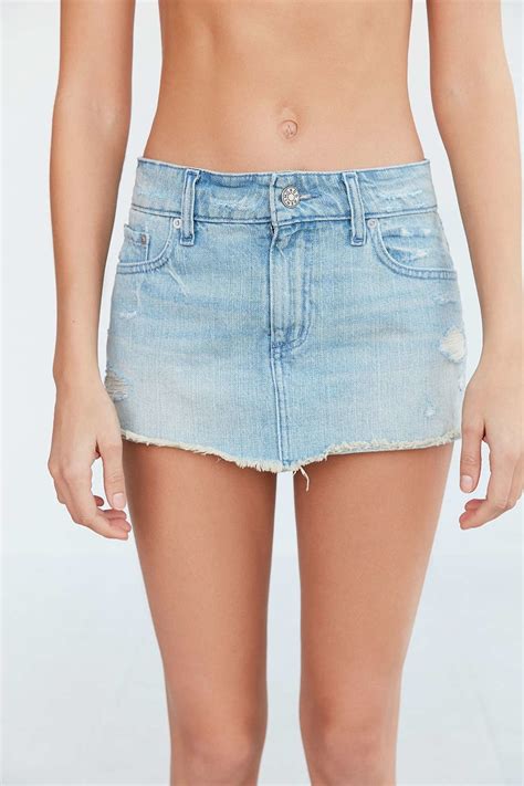 Bdg Thalia Denim Micro Mini Skirt In Light Blue Blue Lyst