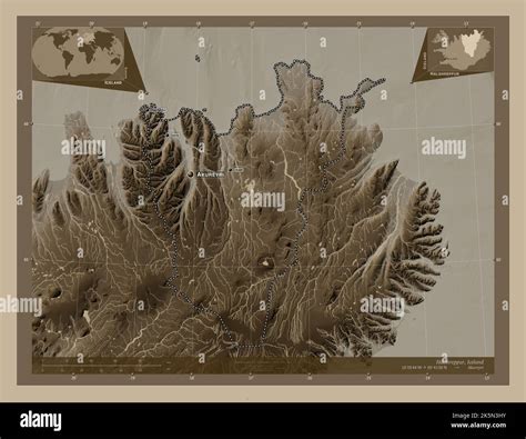 Halshreppur Regi N De Islandia Mapa De Altura Coloreado En Tonos