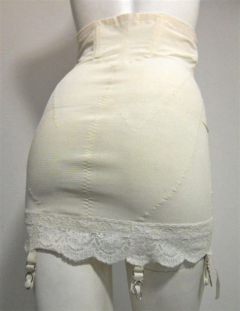 New Old Stock Gossard Open Bottom Girdle In White From The 1960s Lace Trimmed Hem Satin