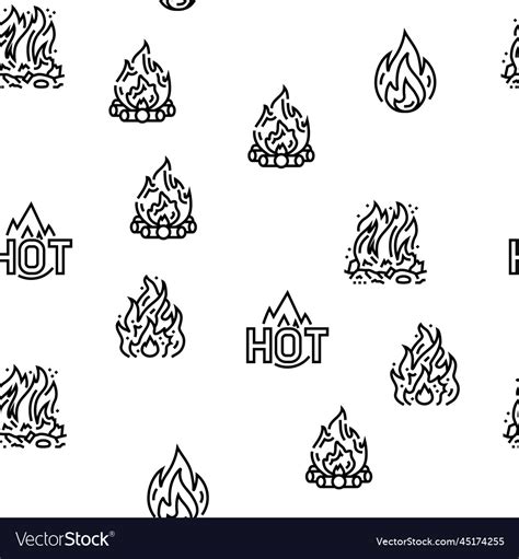 Flame Hot Fire Burn Bonfire Heat Seamless Vector Image