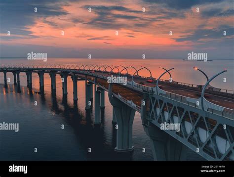 A bridge across the river. A large bridge in St. Petersburg Stock Photo ...