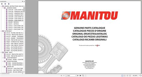 Manitou Forklift MSI 30 D Part Manual