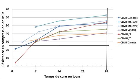 Evolution des résistances en compression des bétons sains en fonction