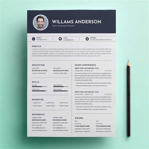 Williams Anderson Resume Template Design Templatemonster