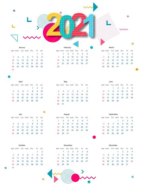 Premium Vector Calendar 2021 With Abstract Geometric Design Template