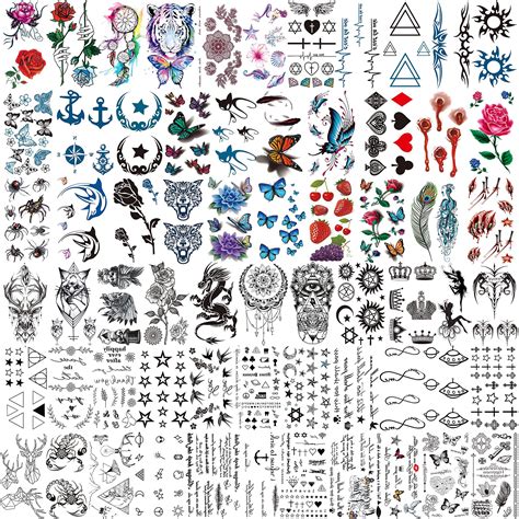 Coktak 64 Sheets Variety Tiny Waterproof Temporary Tattoos For Men Women Moon Star Butterfly