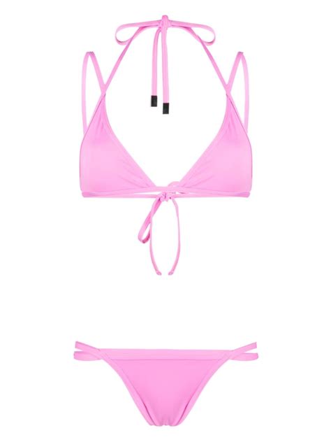 The Attico Strap Detailed Bikini Set Pink FARFETCH