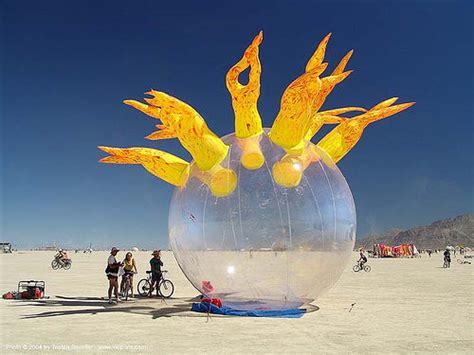 Burning Man Inflatable Art With Flames Fire