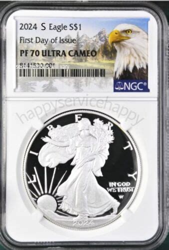 2024 S PROOF SILVER EAGLE NGC PF70 ULTRA CAMEO FIRST DAY OF ISSUE FDI