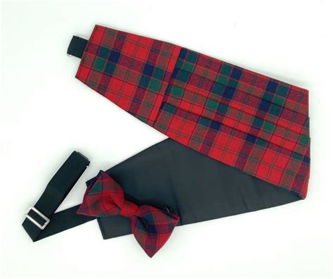 Gents Pure Wool Robertson Red Tartan Cummerbund Bow Tie Set Etsy